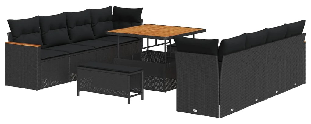 Σετ Καναπέ Κήπου 11 pcs Μαύρο συνθετικό ρατάν