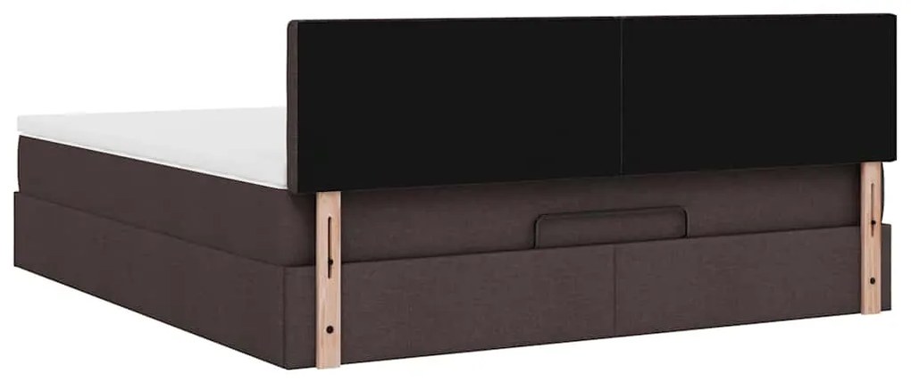 Οθωμανικό κρεβάτι με στρώμα σκούρο καφέ 160x200cm ύφασμα 3311639