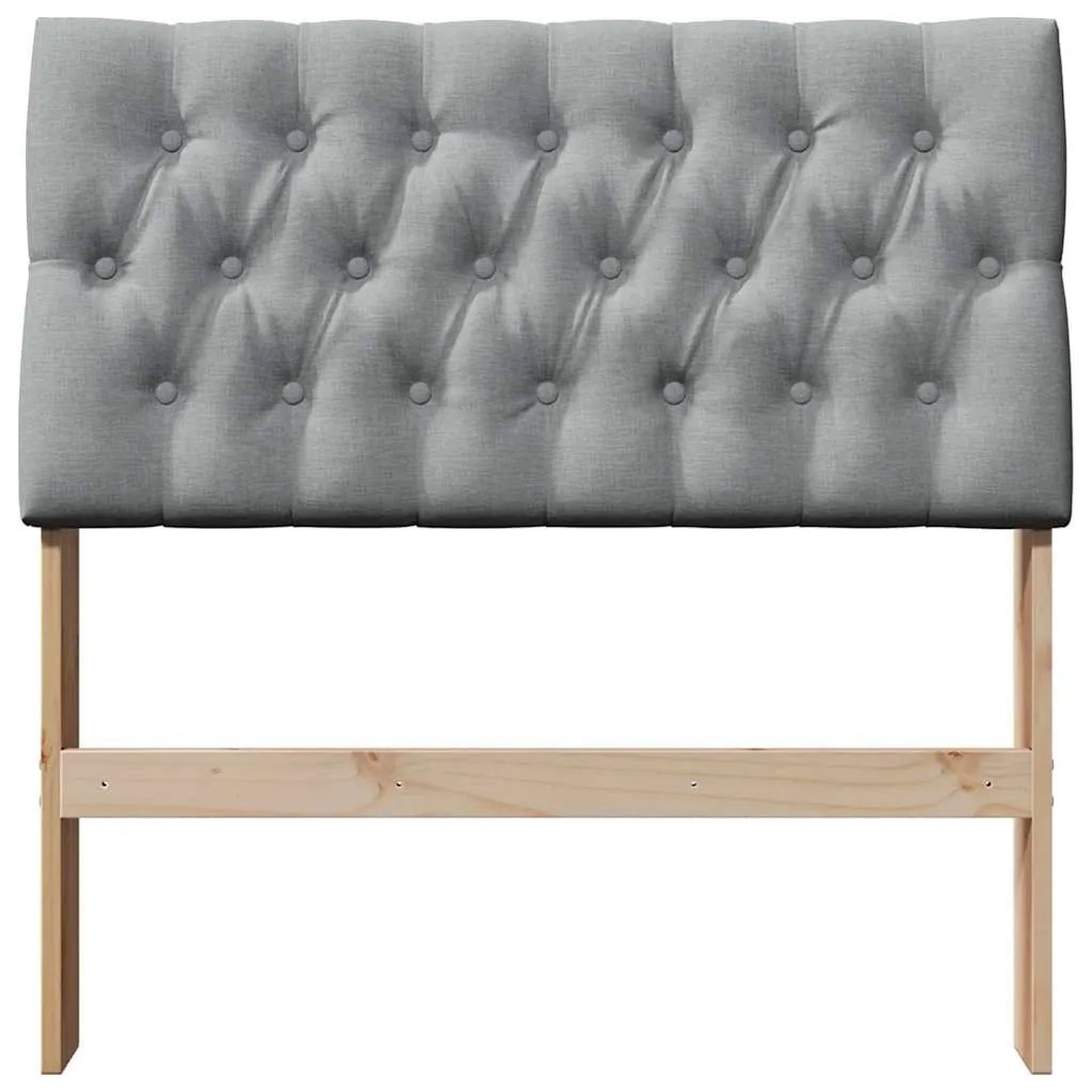 vidaXL Ταπετσαρισμένο κεφαλάρι Ανοιχτό γκρι 90 cm Στερεά ξυλεία πεύκου