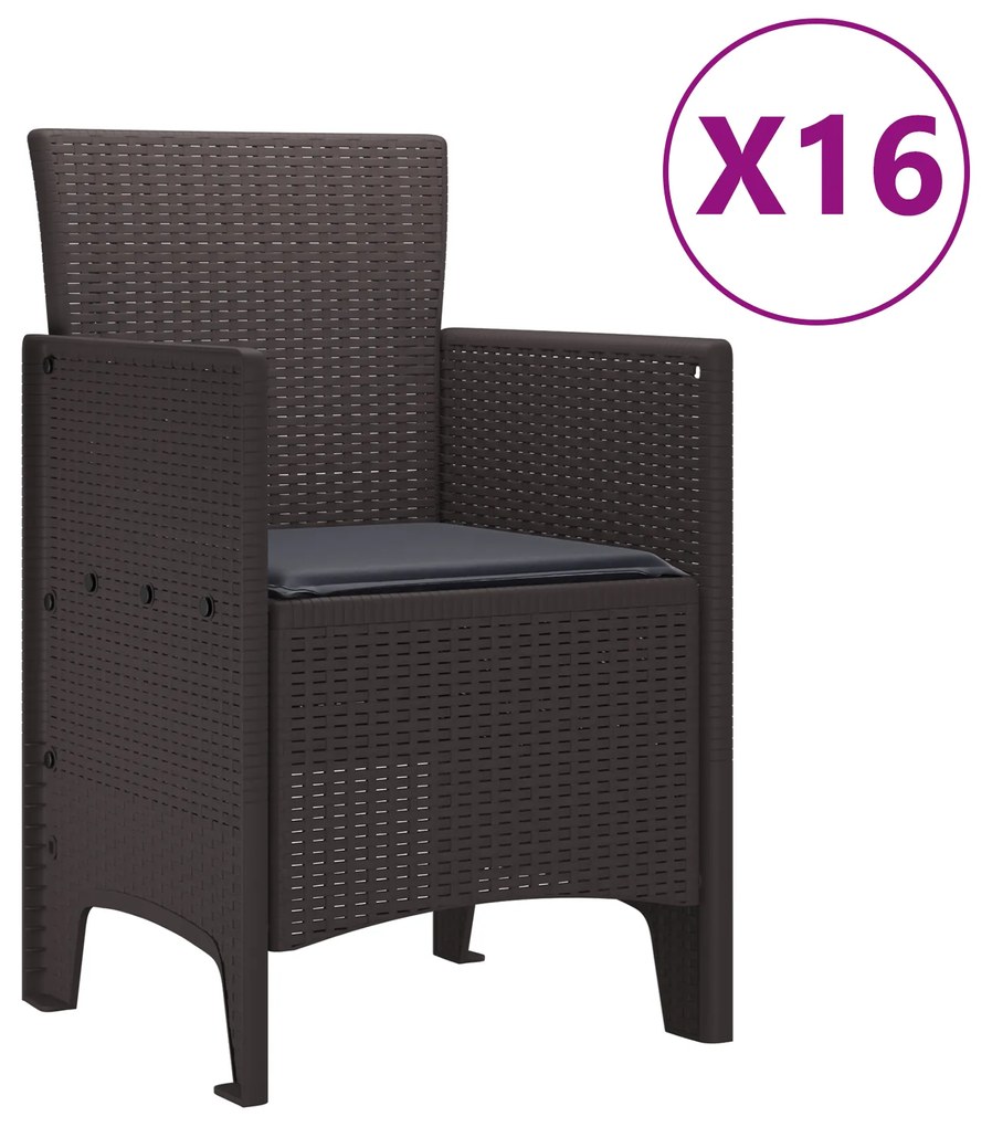 vidaXL Σετ Τραπεζαρίας Κήπου με Μαξιλάρια 17 pcs Καφέ 16-άτομα Ρατάν