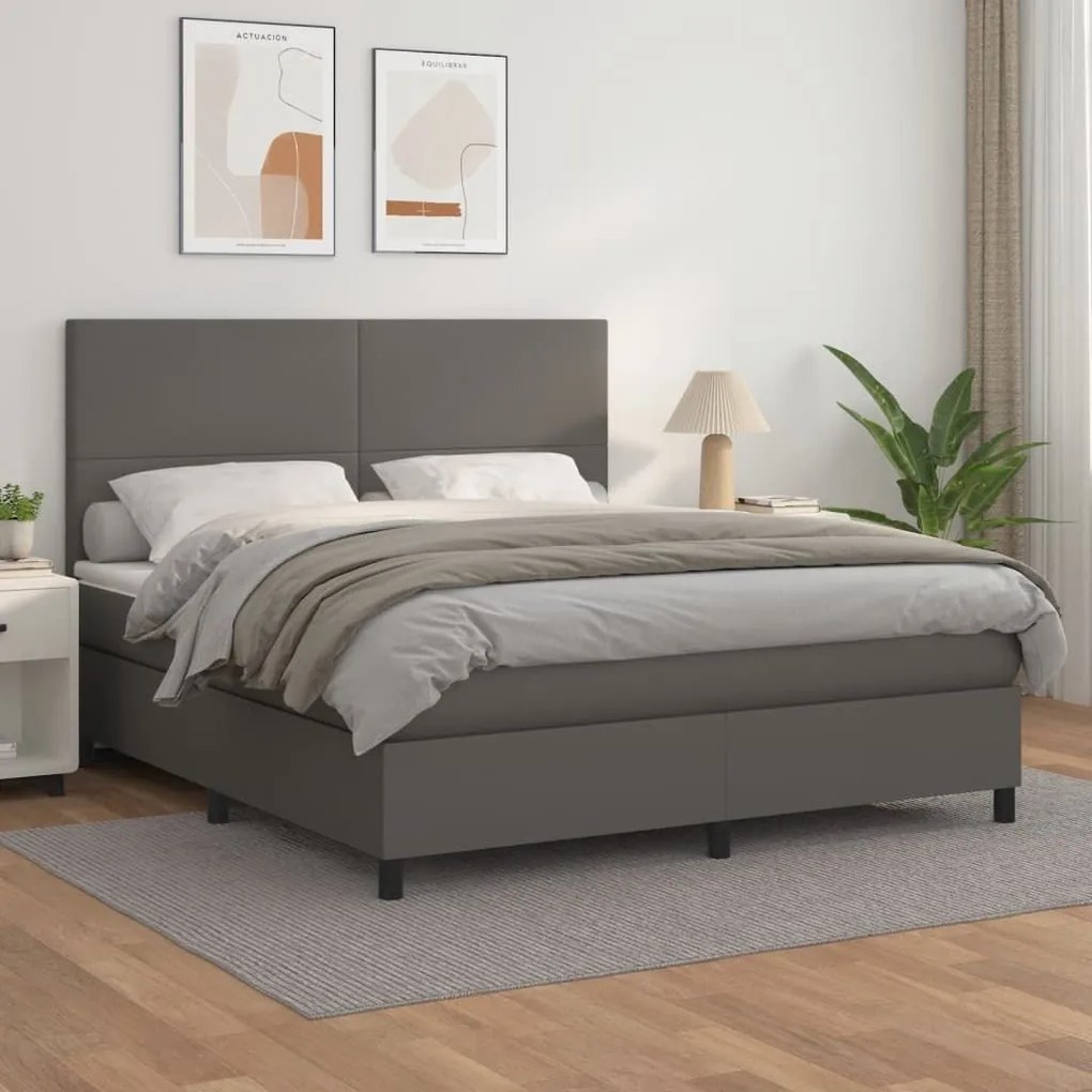 ΚΡΕΒΑΤΙ BOXSPRING ΜΕ ΣΤΡΩΜΑ ΓΚΡΙ 180X200 ΕΚ. ΣΥΝΘΕΤΙΚΟ ΔΕΡΜΑ 3142741