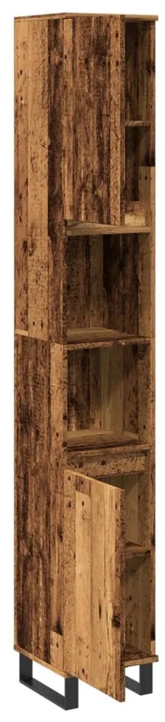 vidaXL Ντουλάπι μπάνιου Παλιό ξύλο 30x30x190 cm Κατασκευασμένο ξύλο