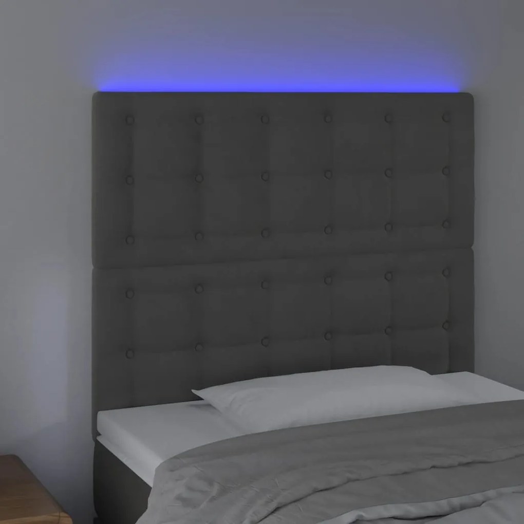 Κεφαλάρι Κρεβατιού LED Σκούρο Γκρι 100x5x118/128 εκ. Βελούδινο 3122901