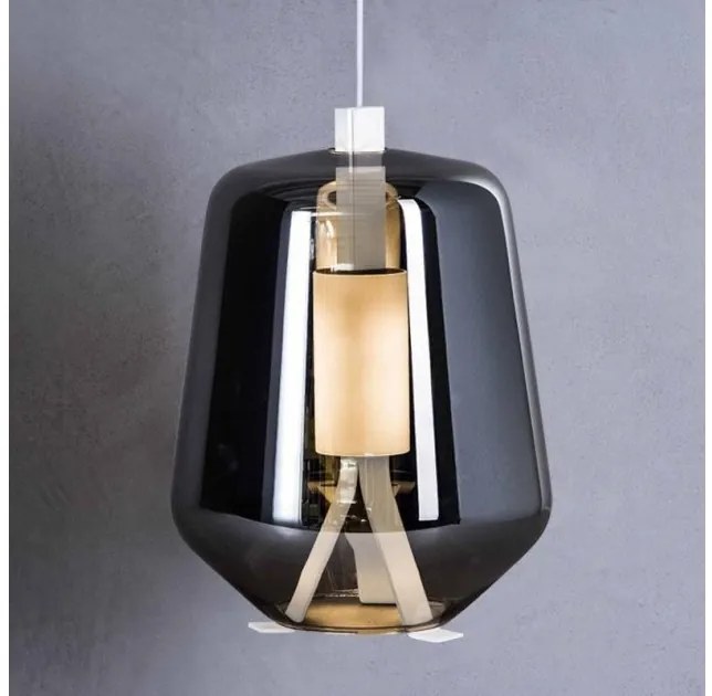 Κρεμαστό Φωτιστικό Οροφής LED 13W Dimmer Φυσητό Γυαλί Μέταλλο Λευκό Luisa S3 Prandina-1C51000713007-Ασημί 1C51000713007