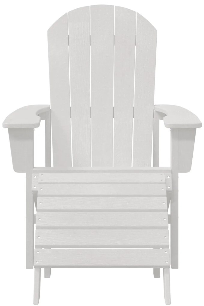vidaXL Καρέκλα Adirondack με Υποπόδιο Λευκή HDPE