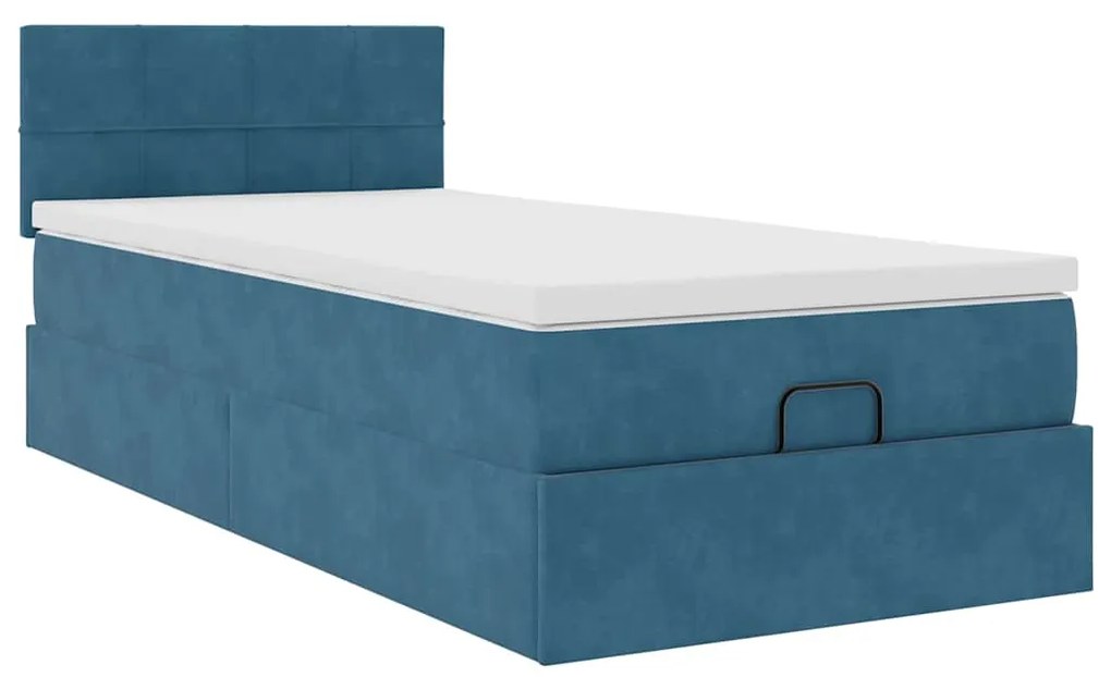 Οθωμανικό κρεβάτι με στρώμα σκούρο μπλε 90x190cm Velvet 3311745