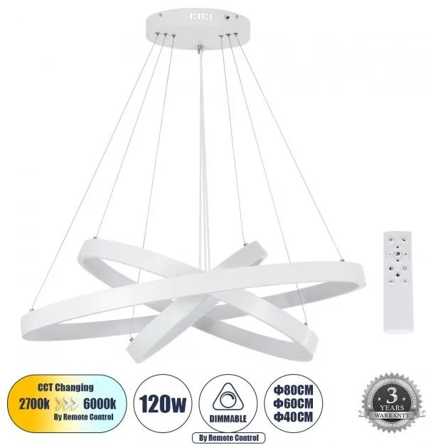 Κρεμαστό Φωτιστικό Οροφής LED 120W 14723lm NEMESIS TRIO Globostar 61171-DECO Λευκό