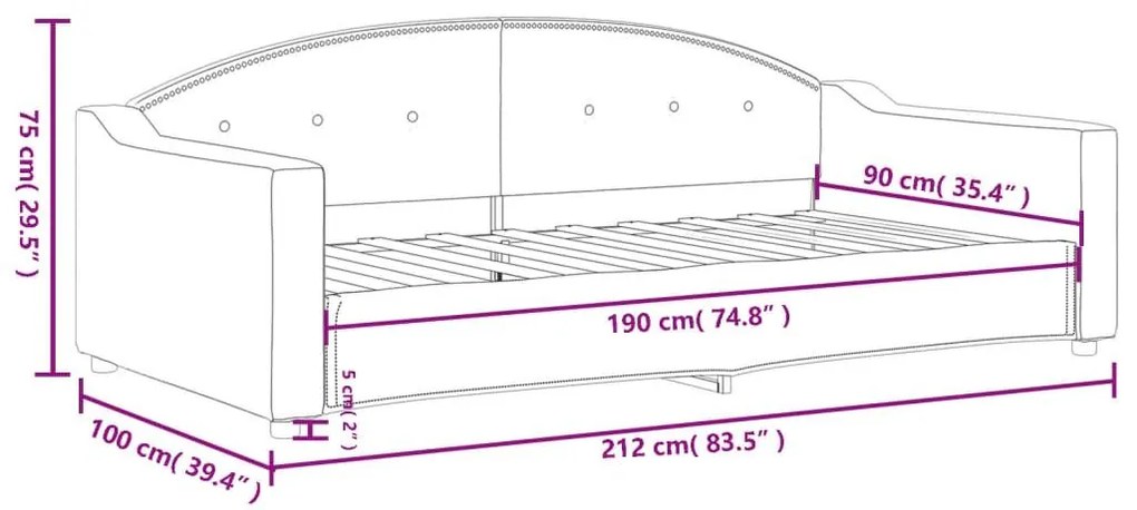 Καναπές Κρεβάτι Μαύρος 90 x 190 εκ. Υφασμάτινος - Μαύρο