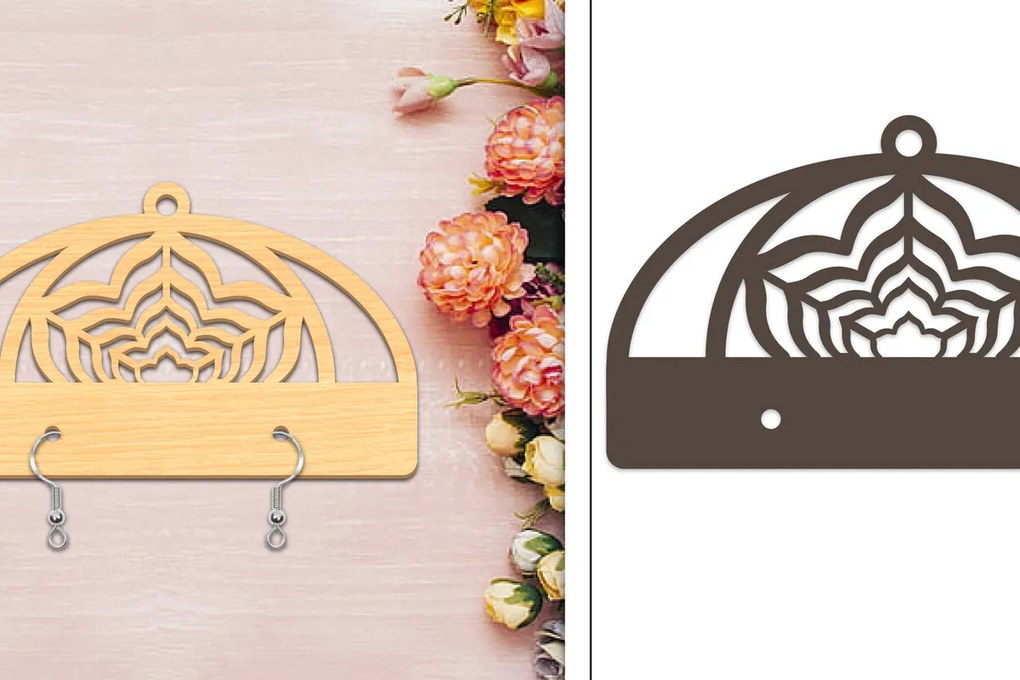 Σετ των 3 Intra απο ξύλο plywood  Χρώμα wenge 3mm-4mm πάχος - Στήριγμα σκουλαρίκια Δίασταση 3x3 cm INTRAFABR-117411245