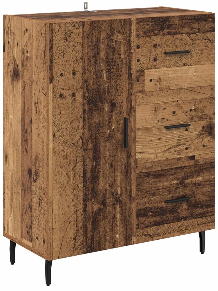 vidaXL Highboard με συρτάρι 2 pcs Παλιό Ξύλο Σύνθετο Ξύλο και Γυαλί