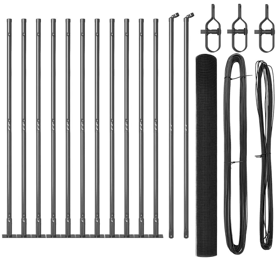 vidaXL Στύλος Περιφράξεων Γκρι 25 x 1,5 μ (12 x 12 mm πλέγμα) Ατσάλι