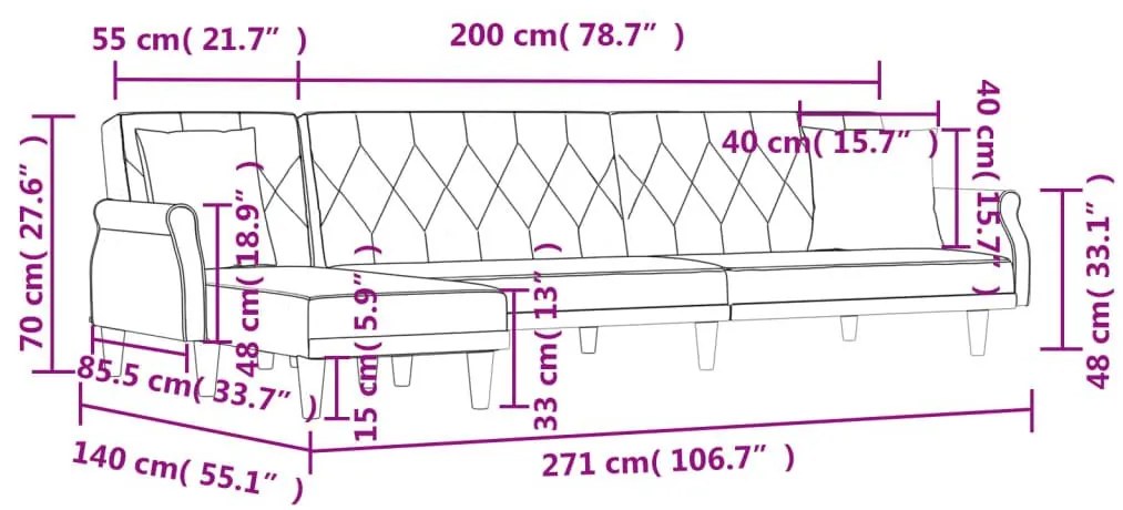 Καναπές Κρεβάτι Γωνιακός Σκ. Πράσινο 271x140x70 εκ. Βελούδινος - Πράσινο