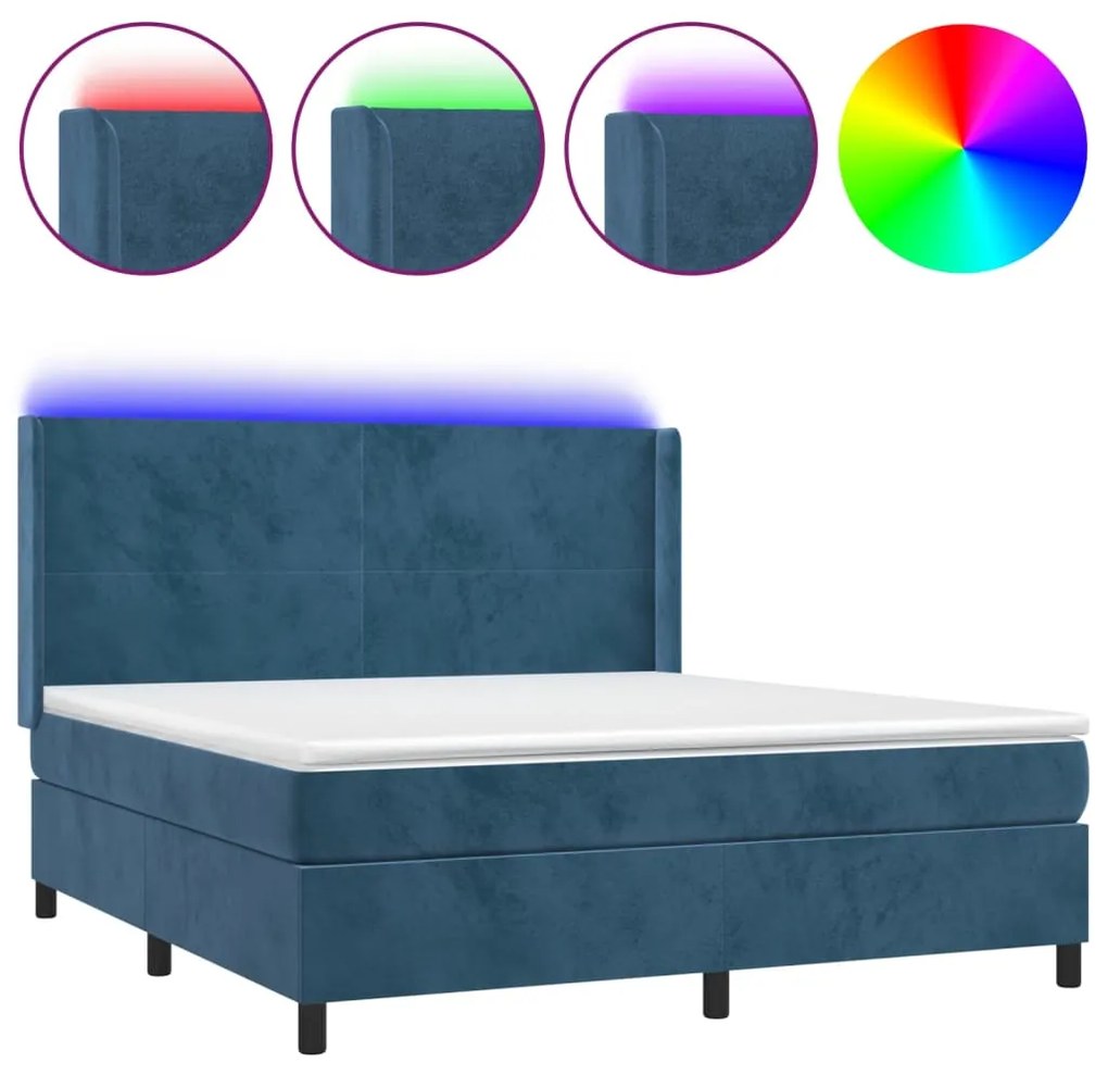 ΚΡΕΒΑΤΙ BOXSPRING ΜΕ ΣΤΡΩΜΑ &amp; LED ΣΚ. ΜΠΛΕ 160X200ΕΚ. ΒΕΛΟΥΔΙΝΟ 3139455