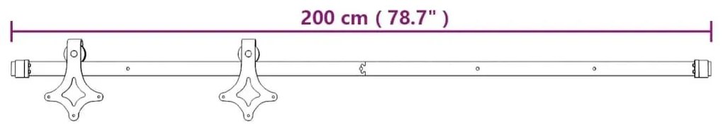 Συρόμενη Μεσόπορτα με Μηχανισμό 70 x 210 εκ. Μασίφ Ξύλο Πεύκου - Καφέ