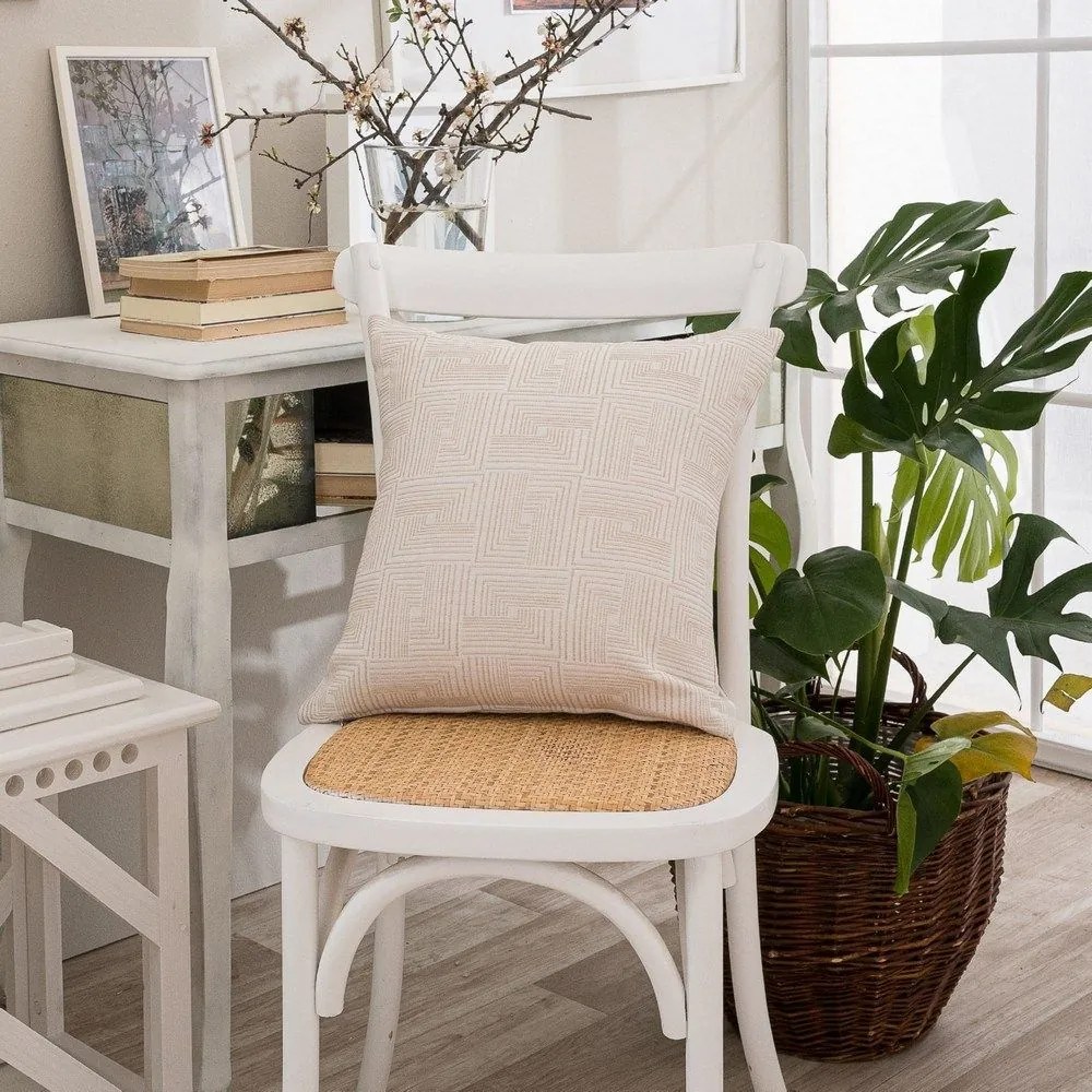 Μαξιλαροθήκη Διακοσμητική Messina 01 Ecru Teoran 43X43 Cotton-Polyester