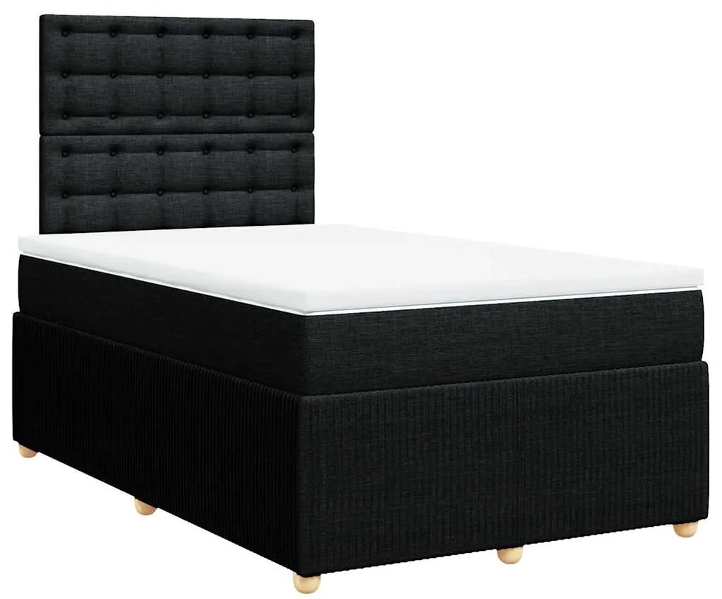 vidaXL Κρεβάτι Boxspring με Στρώμα Μαύρο 120x190 εκ. Υφασμάτινο