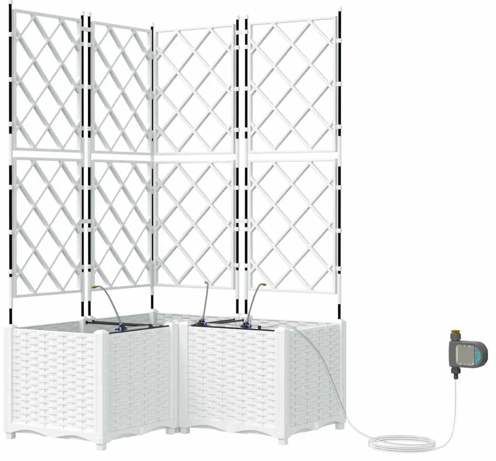 vidaXL Ζαρντινιέρες κήπου Λευκό 80 x 80 x 142 cm Ατσάλι