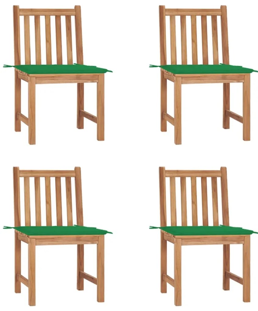 vidaXL Καρέκλες Κήπου 4 Τεμαχίων από Μασίφ Ξύλο Teak με Μαξιλάρια