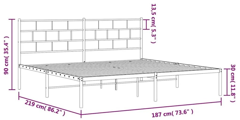 Πλαίσιο Κρεβατιού με Κεφαλάρι Λευκό 183 x 213 εκ. Μεταλλικό - Λευκό