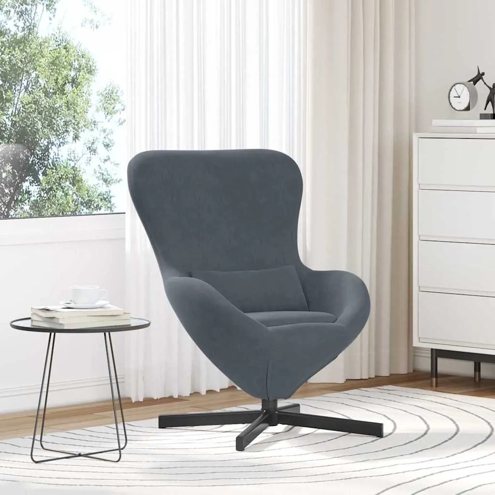 vidaXL Κάθισμα-αυγό Σκούρο Γκρι 63 x 73 x 90 εκ Βελούδο