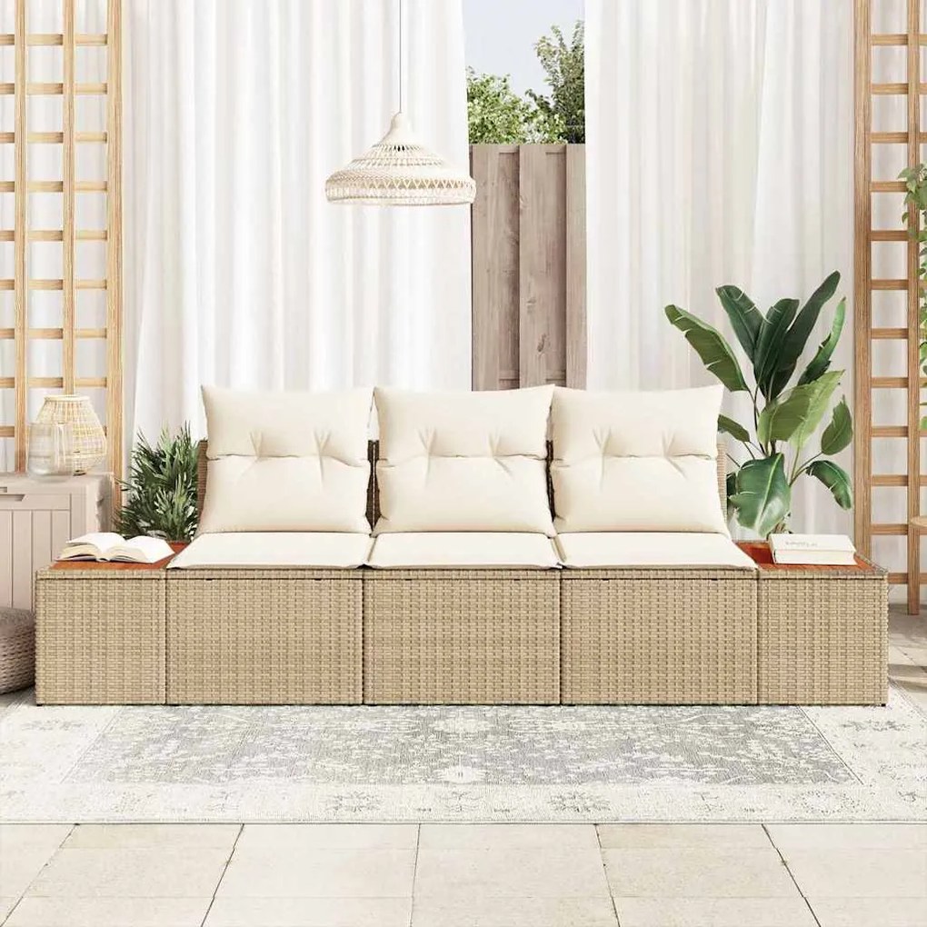 vidaXL Σετ Καναπέ Κήπου 3 pcs μπεζ και κρεμ 239 x 62 x 85 εκ