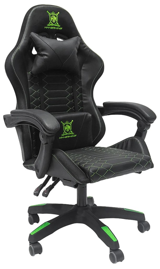 ΠΟΛΥΘΡΟΝΑ GAMING LOOT HM1204 ΜΑΥΡΟ-ΠΡΑΣΙΝΟ PVC &amp; NYLON 60x60x120Υεκ.