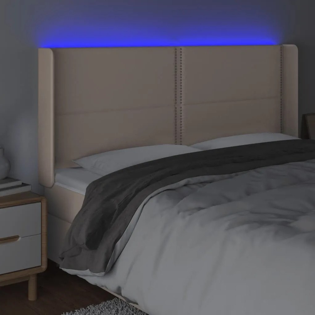 Κεφαλάρι Κρεβατιού LED Καπουτσίνο 203x16x118/128 εκ - Καφέ