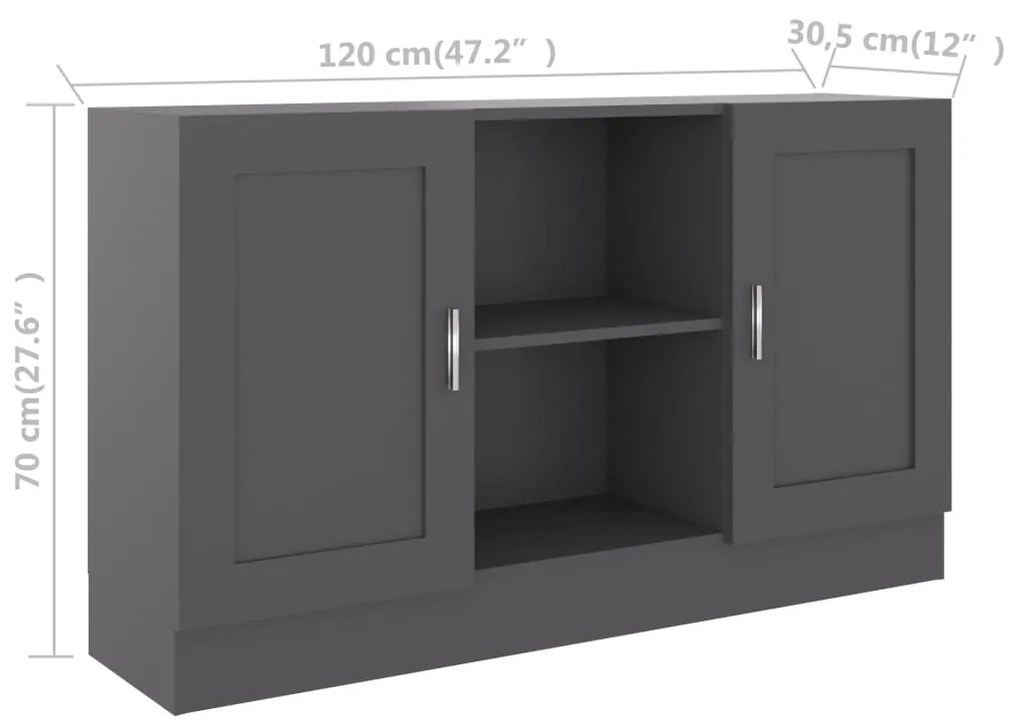 Μπουφές Γκρι 120 x 30,5 x 70 εκ. από Μοριοσανίδα - Γκρι