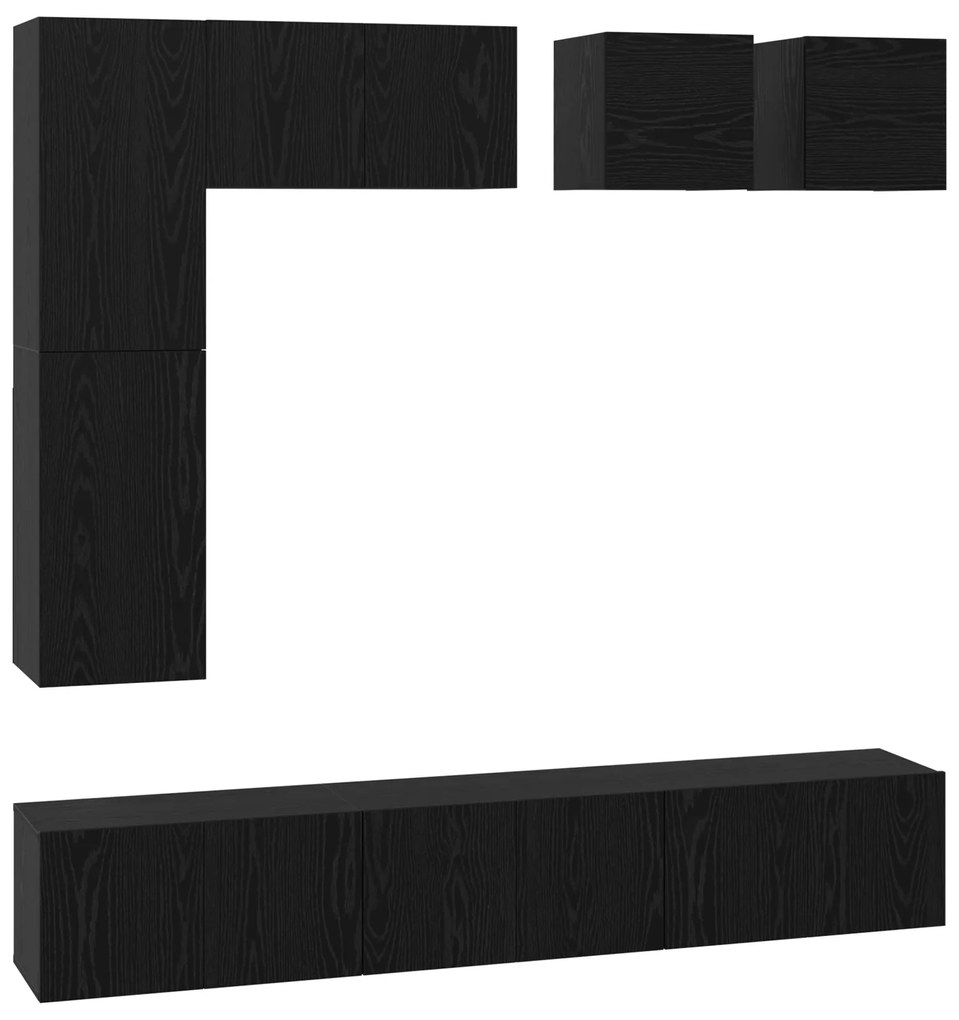 vidaXL Σετ επίπλου τηλεόρασης 8 pcs Μαύρη δρυς Επεξεργασμένο ξύλο