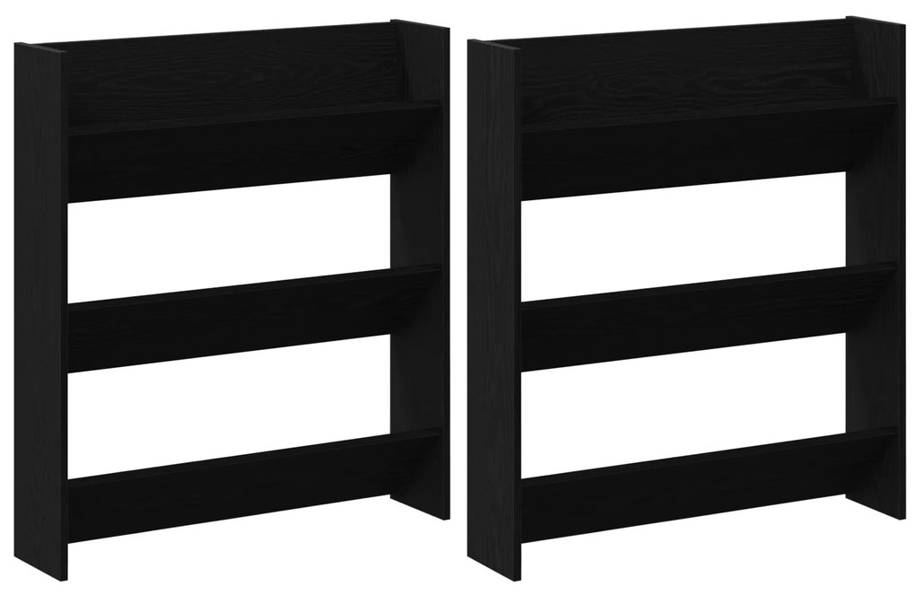 vidaXL Ντουλάπες παπουτσιών τοίχου 2 pcs Μαύρη δρυς 60 x 18 x 60 εκ