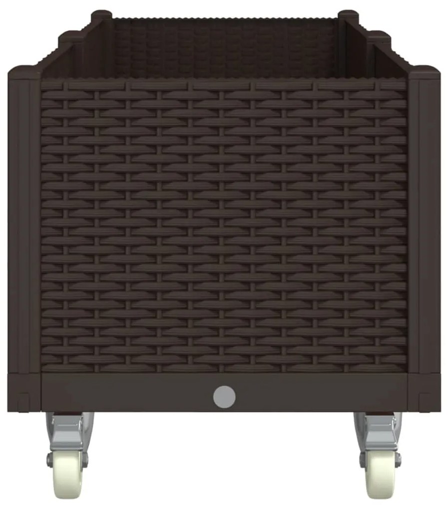 vidaXL Ζαρντινιέρα Κήπου με Ροδάκια Καφέ 160x50x54 εκ. Πολυπροπυλένιο