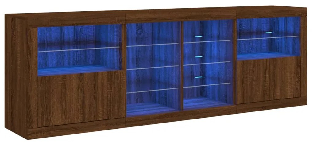 vidaXL Μπουφές με Φώτα LED Καφέ Δρυς 202 x 37 x 67 εκ.