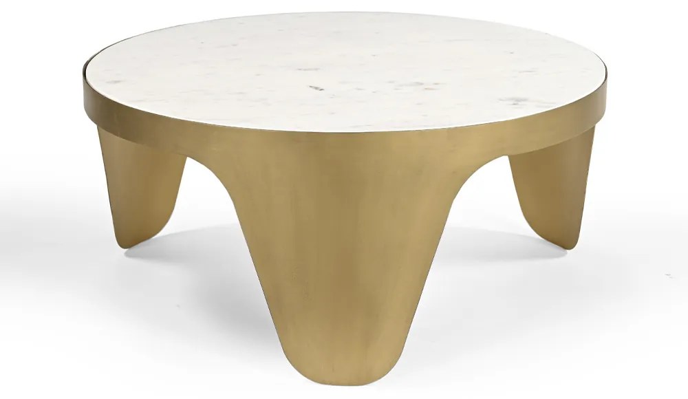 CENTRO COFFEE TABLE ΛΕΥΚΟ BRASS ANTIQUE D79xH36cm - 04-0828 - 04-0828