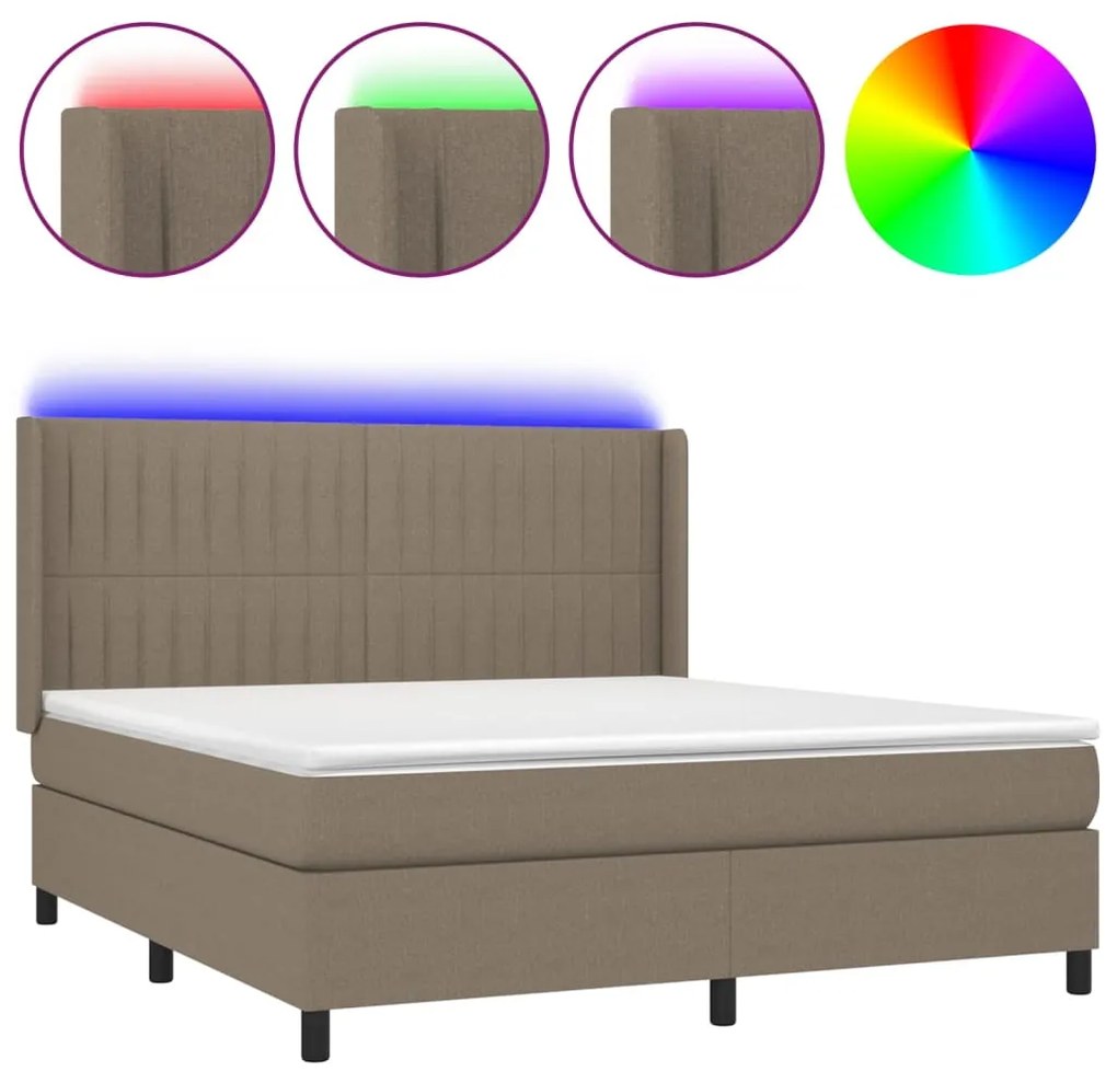 ΚΡΕΒΑΤΙ BOXSPRING ΜΕ ΣΤΡΩΜΑ &amp; LED TAUPE 160X200 ΕΚ. ΥΦΑΣΜΑΤΙΝΟ 3138489