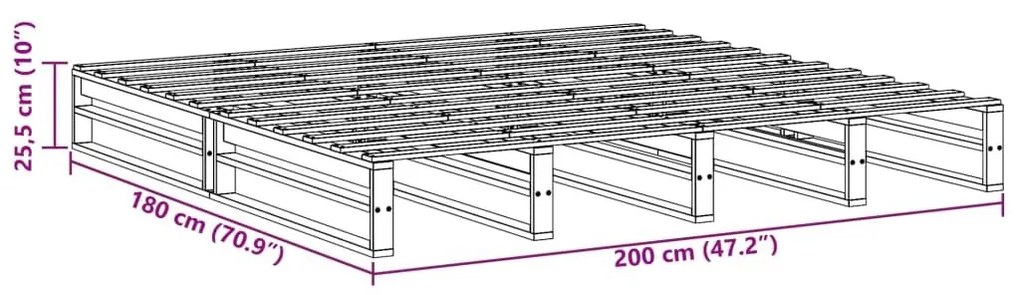 Σκελετός Κρεβατιού Χωρίς Στρώμα 180x200 εκ Μασίφ Ξύλο Πεύκου - Καφέ