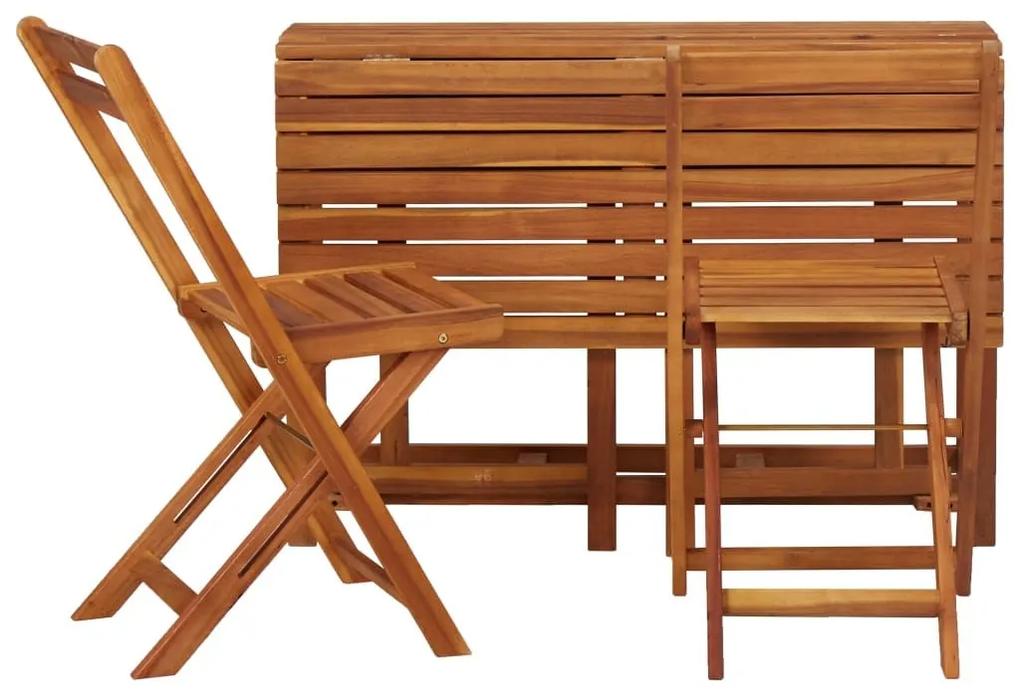 Τραπέζι με Γλάστρα και 2 Καρέκλες Μπιστρό Μασίφ Ξύλο Ακακίας - Καφέ