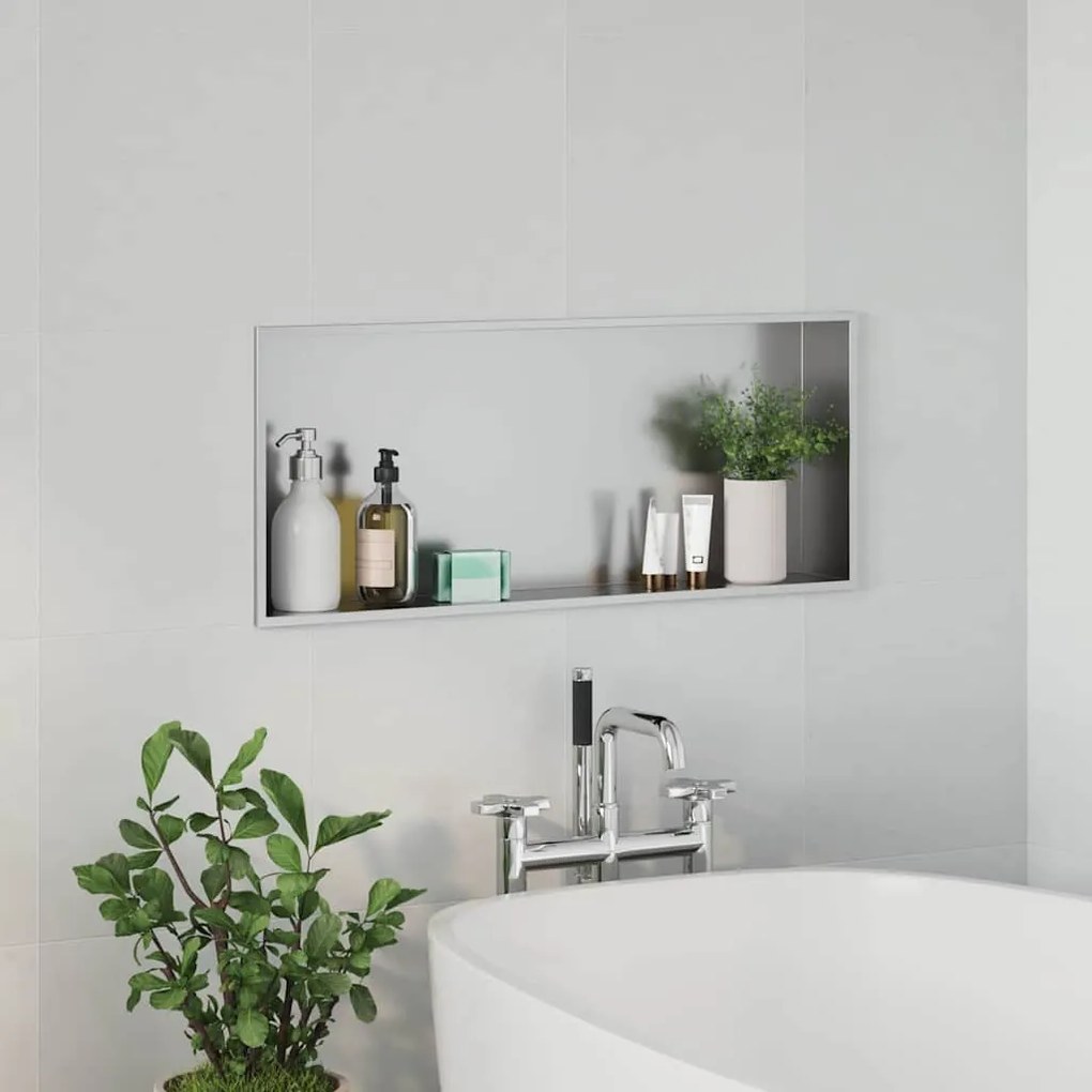 vidaXL Νίτσα Μπάνιου Ασημί 75 x 30 x 9.5 εκ. Ανοξείδωτο ατσάλι