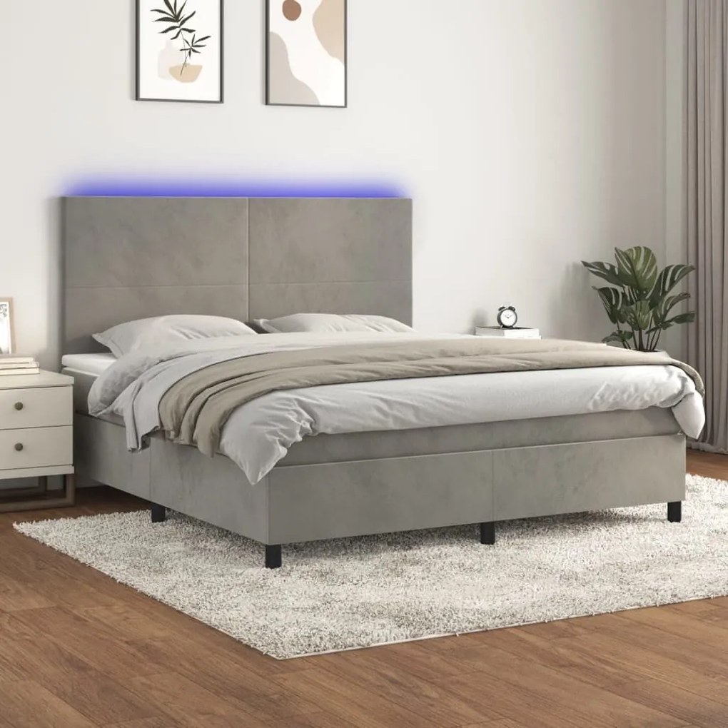 ΚΡΕΒΑΤΙ BOXSPRING ΜΕ ΣΤΡΩΜΑ &amp; LED ΑΝ.ΓΚΡΙ 180X200 ΕΚ. ΒΕΛΟΥΔΙΝΟ 3136017