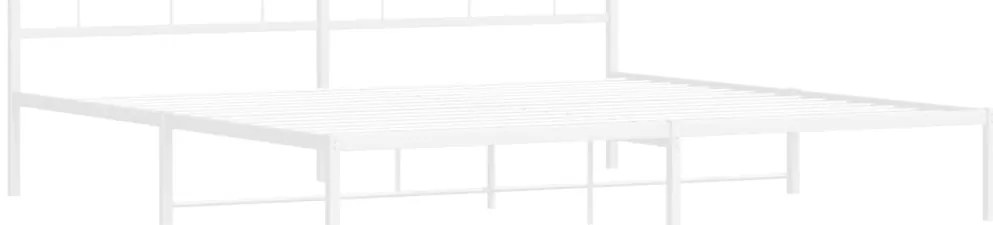 vidaXL Πλαίσιο Κρεβατιού με Κεφαλάρι Λευκό 193 x 203 εκ. Μεταλλικό