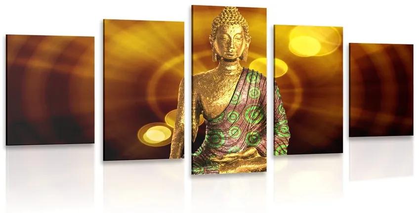 Εικόνα 5 τμημάτων Άγαλμα του Βούδα με αφηρημένο φόντο - 100x50