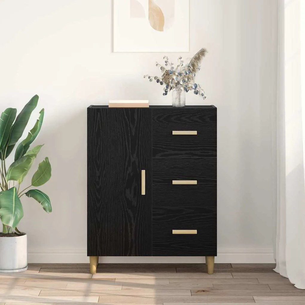 vidaXL Πλαϊνό γραφείο Μαύρη δρυς 34 x 69.5 x 90 εκ Επεξεργασμένο ξύλο