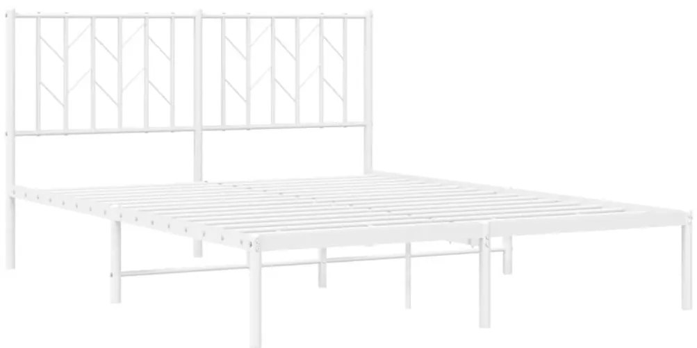 Πλαίσιο Κρεβατιού με Κεφαλάρι Λευκό 140x190 εκ. Μεταλλικό