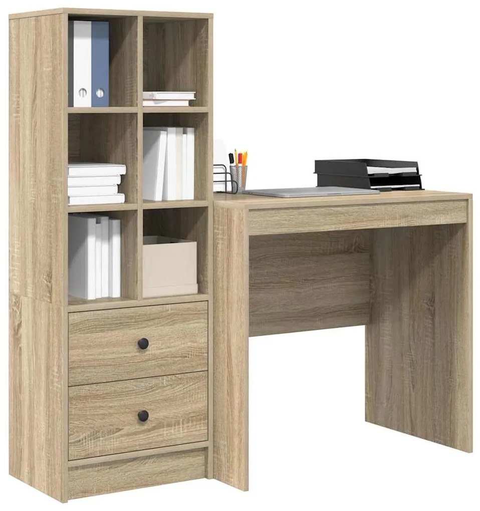 vidaXL Γραφείο με αποθηκευτικό χώρο 2 pcs Δρύς Sonoma 80 x 50 x 76 εκ.