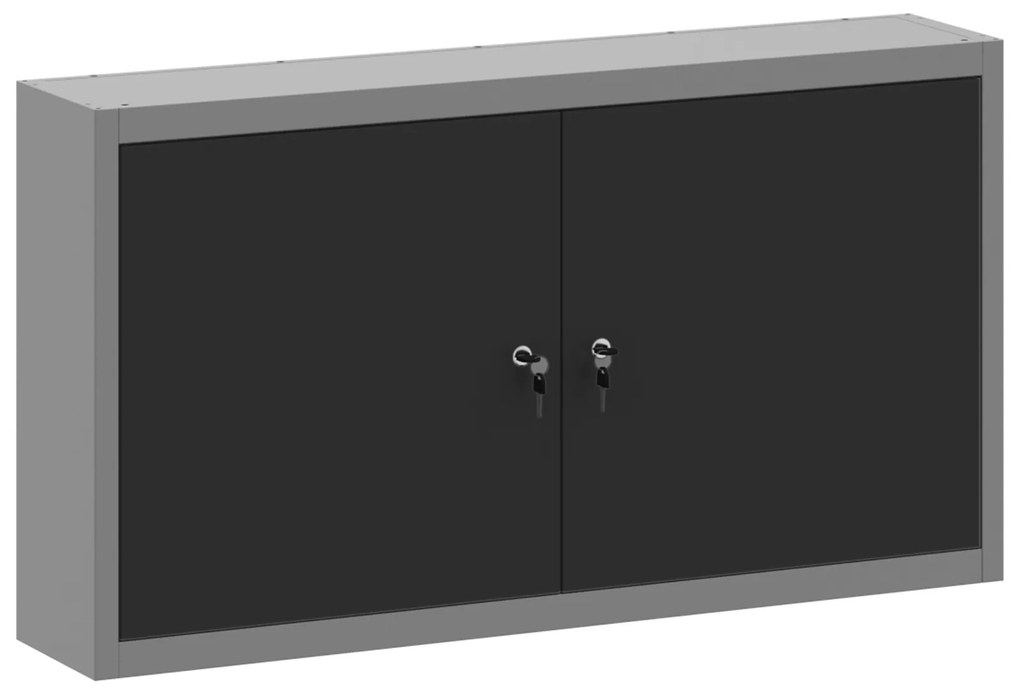 vidaXL Ντουλάπα Εργαλείων Τοίχου Μαύρη 100x20x55 εκ Ατσάλι