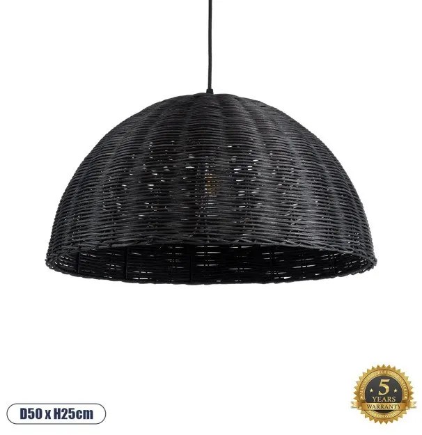Boho Κρεμαστό Φωτιστικό Οροφής Μονόφωτο 02383 GloboStar-2383-Μαύρο 02383