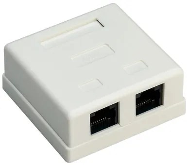 GOOBAY επιτοίχια πρίζα δικτύου 77633, 2 θύρες RJ45, CAT 6 UTP, λευκή