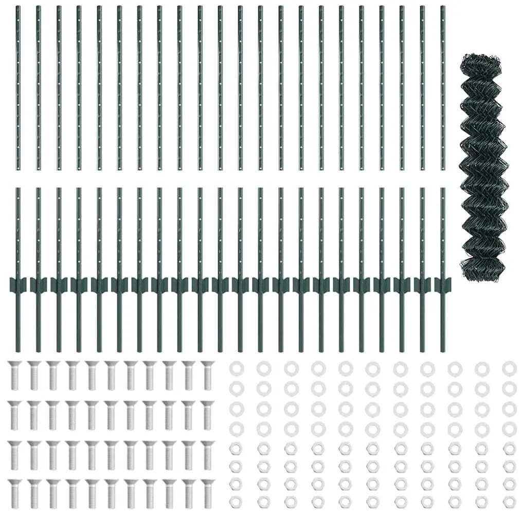 vidaXL Τεντώτο με στήριγμα Πράσινο 1 x 25 m Ατσάλι