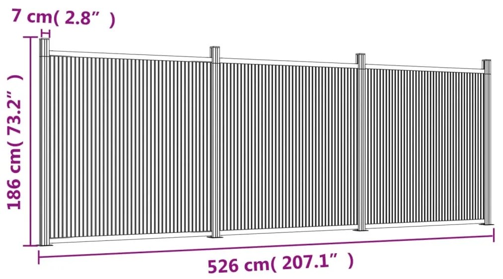 Πάνελ Περίφραξης Γκρι 526 x 186 εκ. από WPC - Γκρι