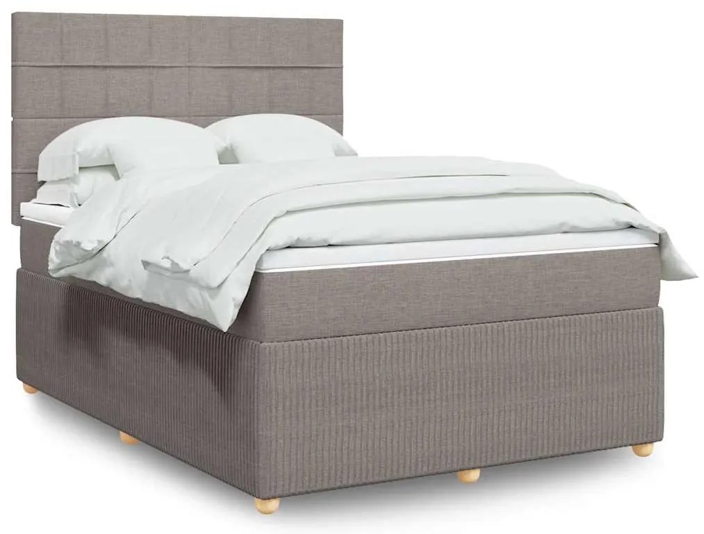 vidaXL Κρεβάτι Boxspring με Στρώμα Taupe 140x190 εκ. Υφασμάτινο