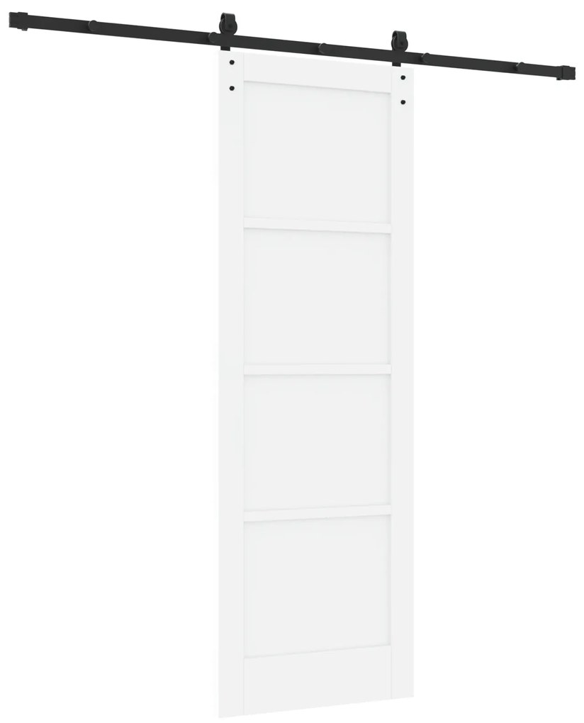 vidaXL Συρόμενη Πόρτα με Σετ Υλικών Λευκή 73,5x211 εκ. Συμπαγές Ξύλο Πεύκου